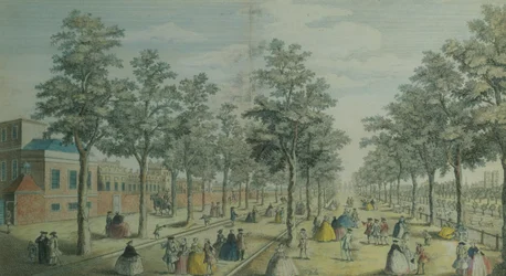 Parque de St. James tomado cerca del Establo, 1750
